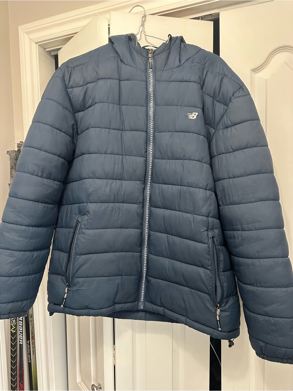 New Balance Blue Quilted Kids Puffer Jacket with Hood